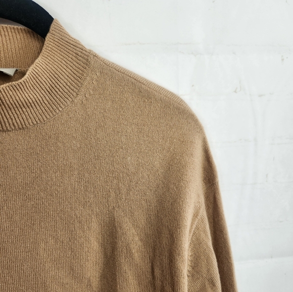 Everlane Preppy Classic Casual Winter Cashmere Mock Neck Sweater Camel Tan Small - Picture 7 of 11